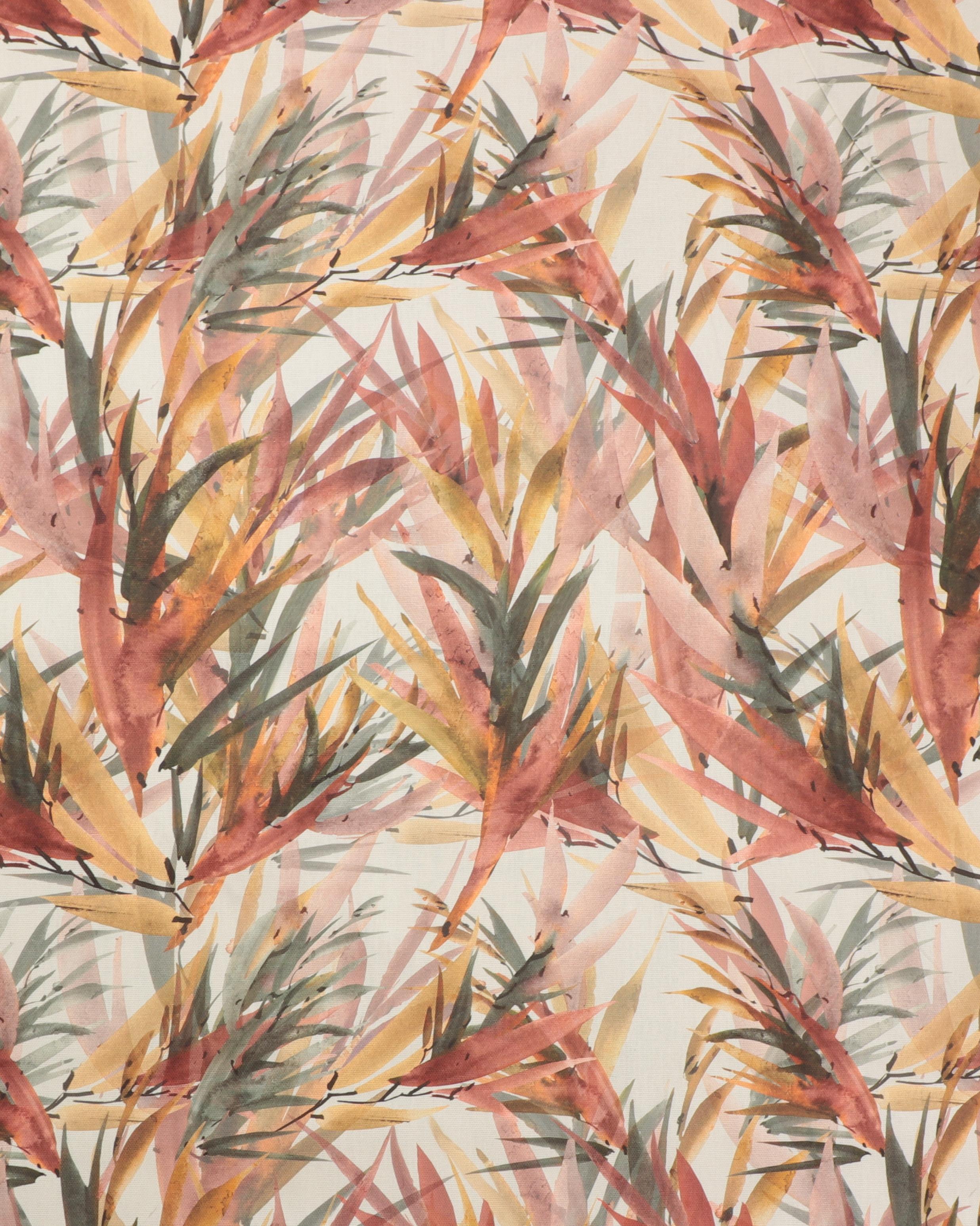 Bladmønster i grøn og røde farver - Boligtekstil - 100% Bomuld