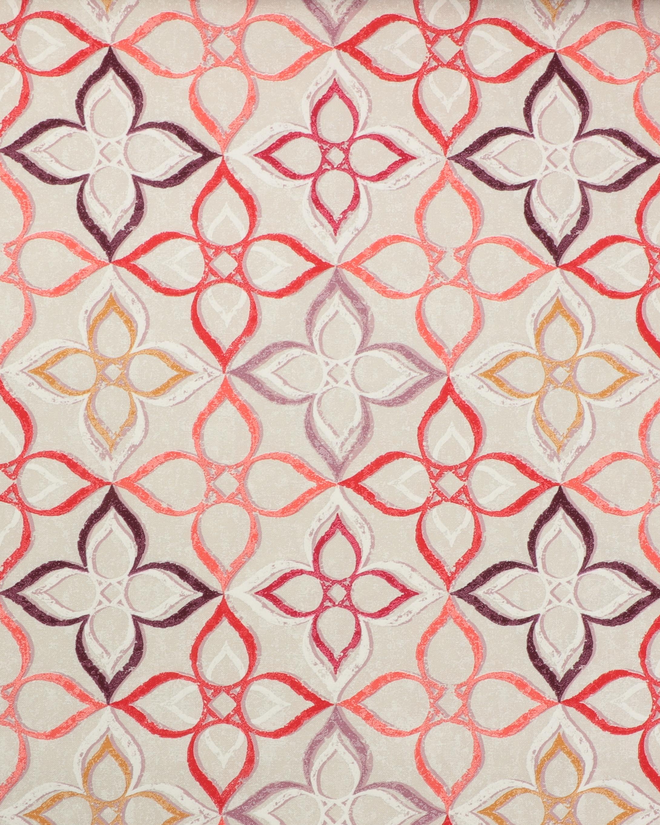 Meleret kitfarvet med blomstermønster - Boligtekstil - 50% Bomuld, 50% Polyester