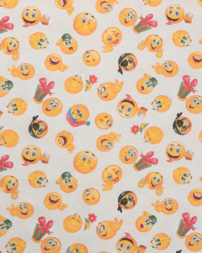 Smileys på offwhite - Boligtekstil