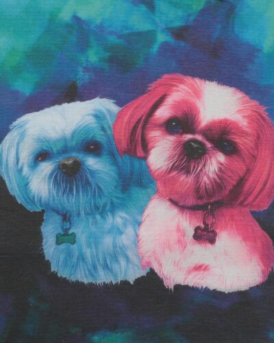 Pink og blå hunde - 45x45 cm