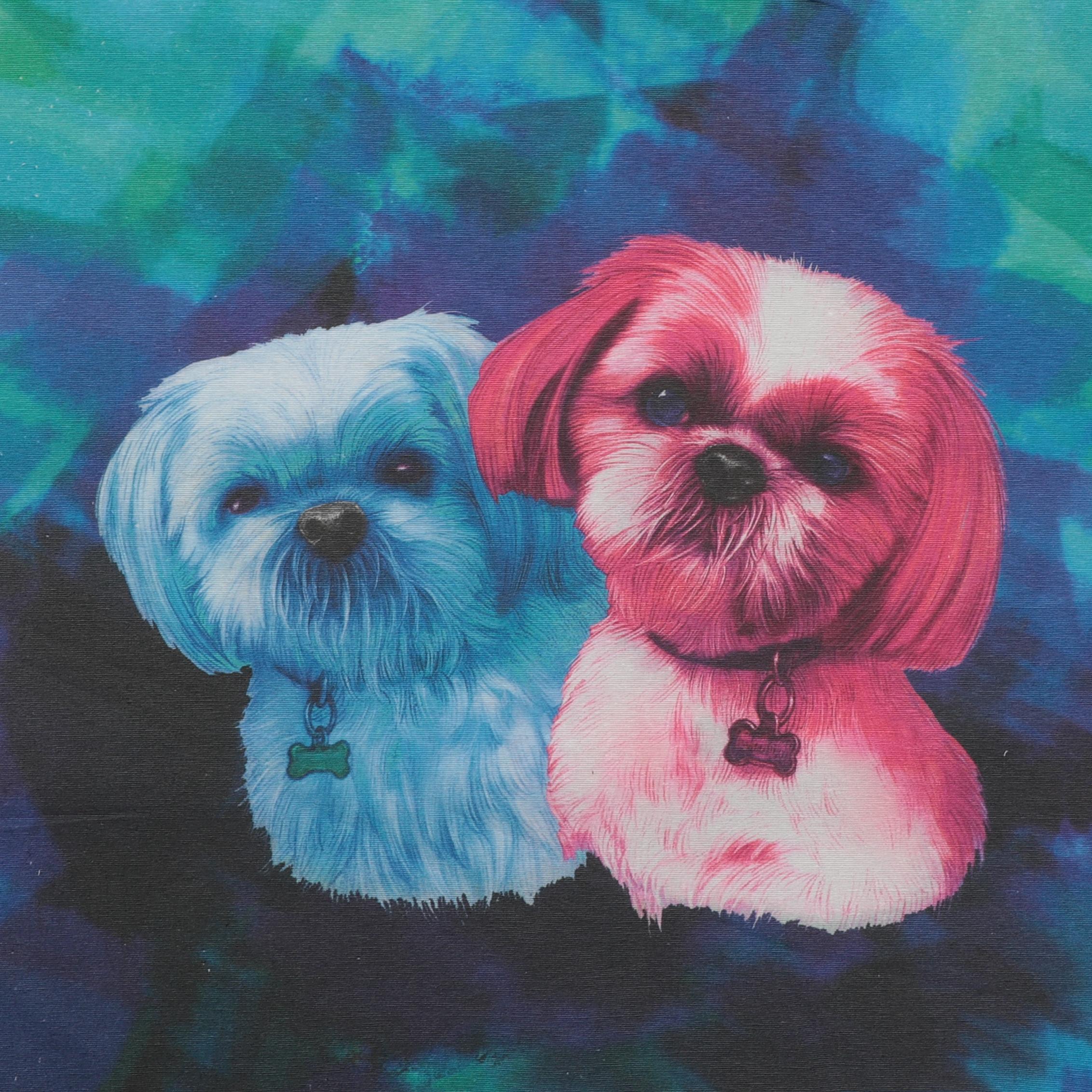 Pink og blå hunde - 45x45 cm