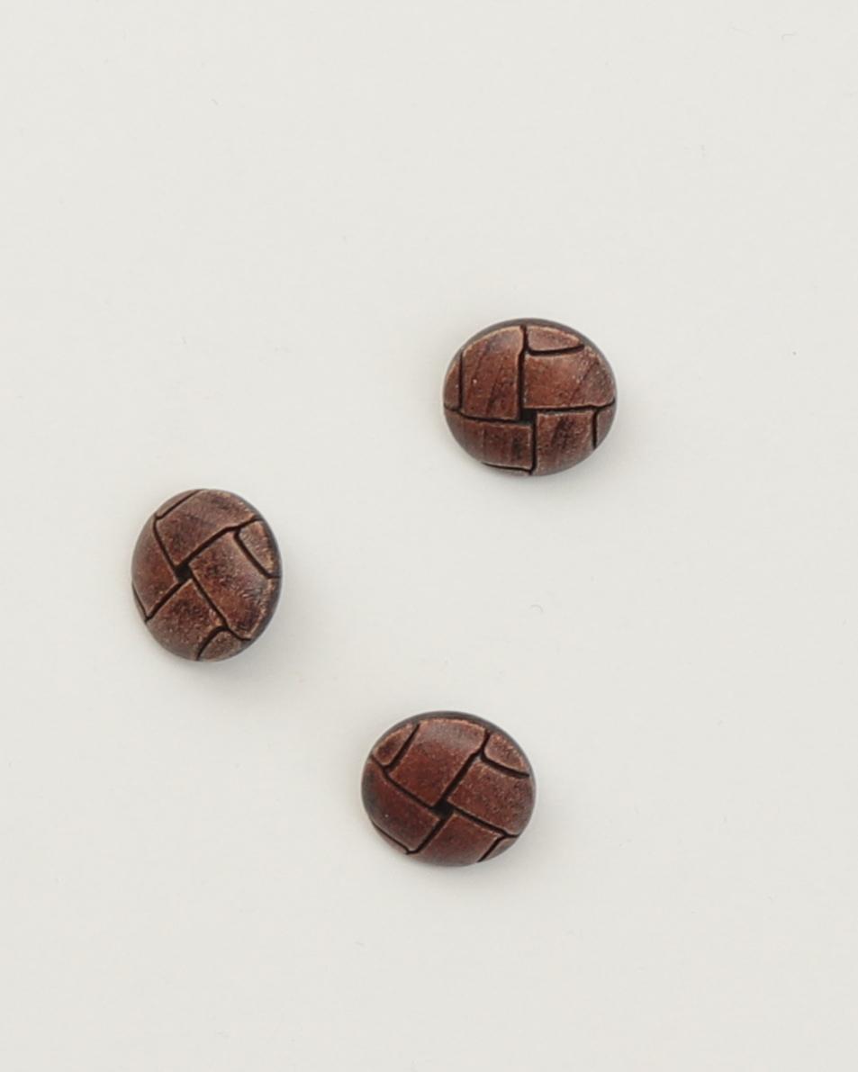 Øjeknap, brun m. mønster - 15 mm