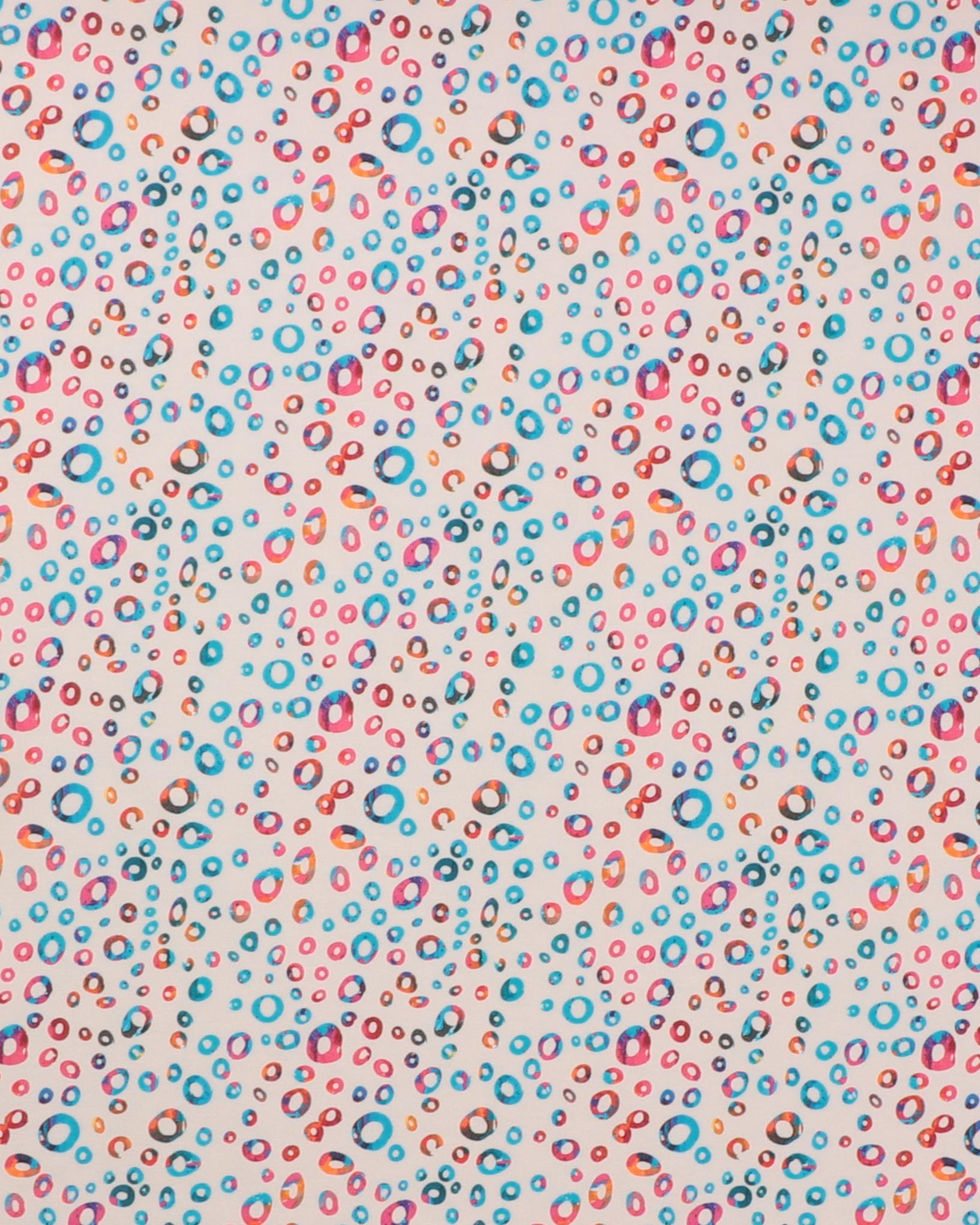 Offwhite med cirkelmønster - Jersey - 95% Bomuld, 5% Elastan