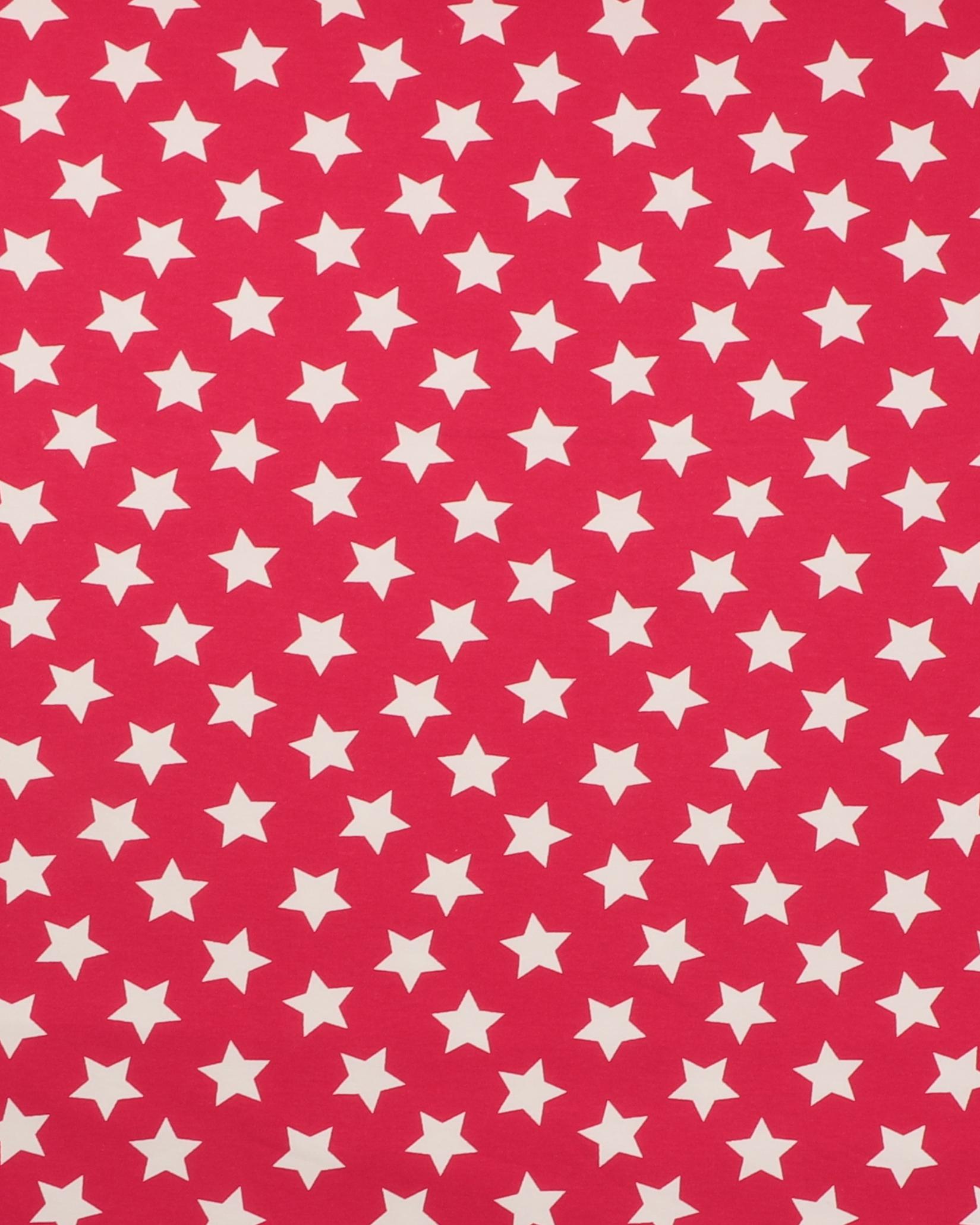 Hvide stjerner på pink - Jersey - 95% Bomuld, 5% Elastan
