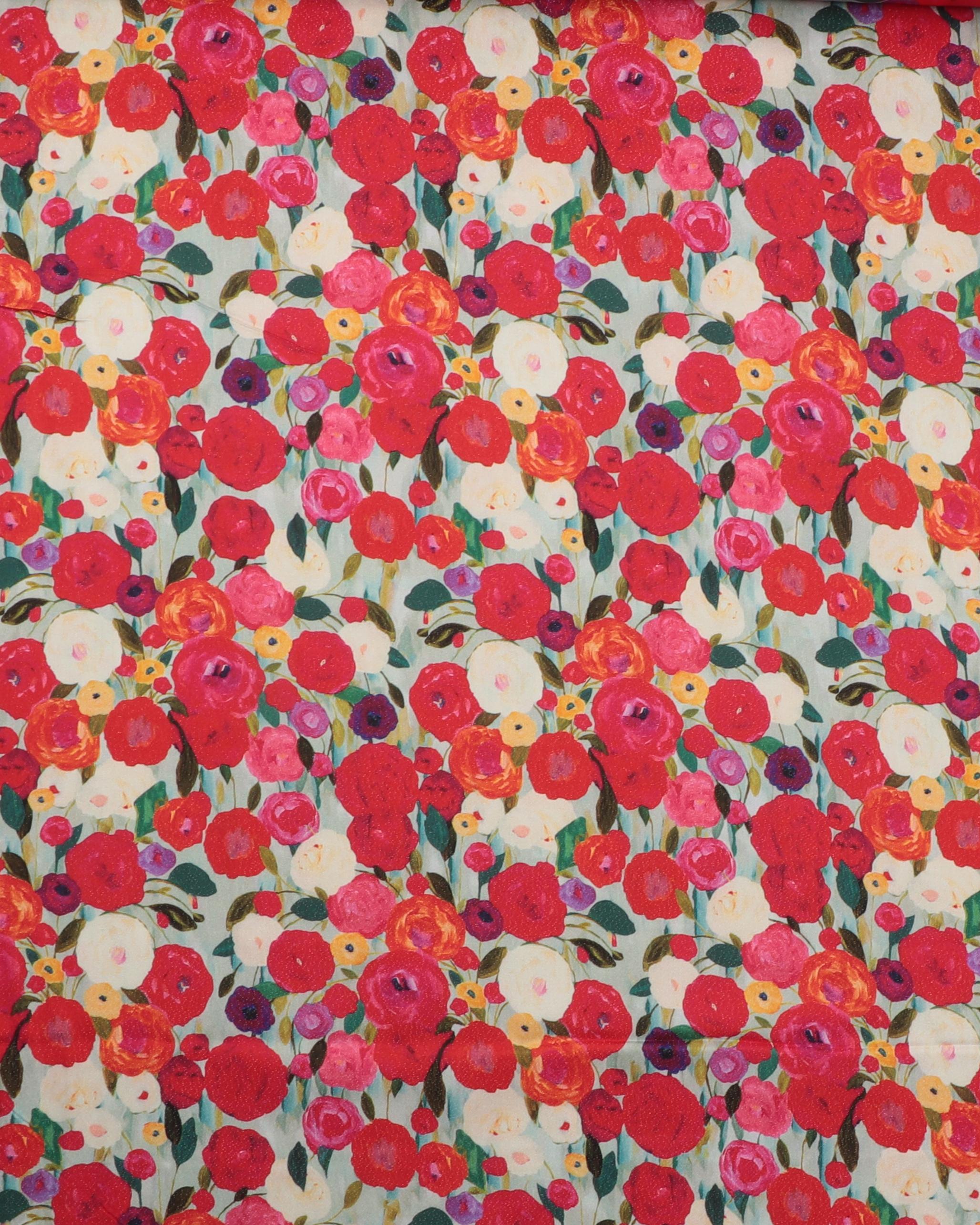 Blomster med lidt shine - Viskose/lurex - 10% Lurex, 90% Viskose