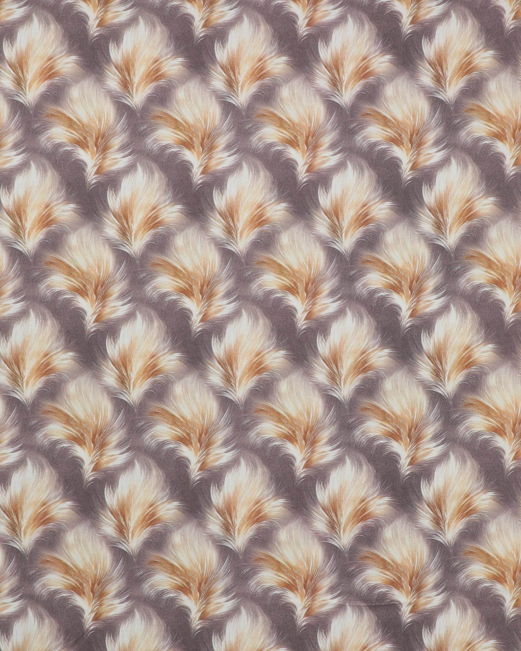 Grå med buskede fjer i brun og offwhite - Viskose - 100% Viskose