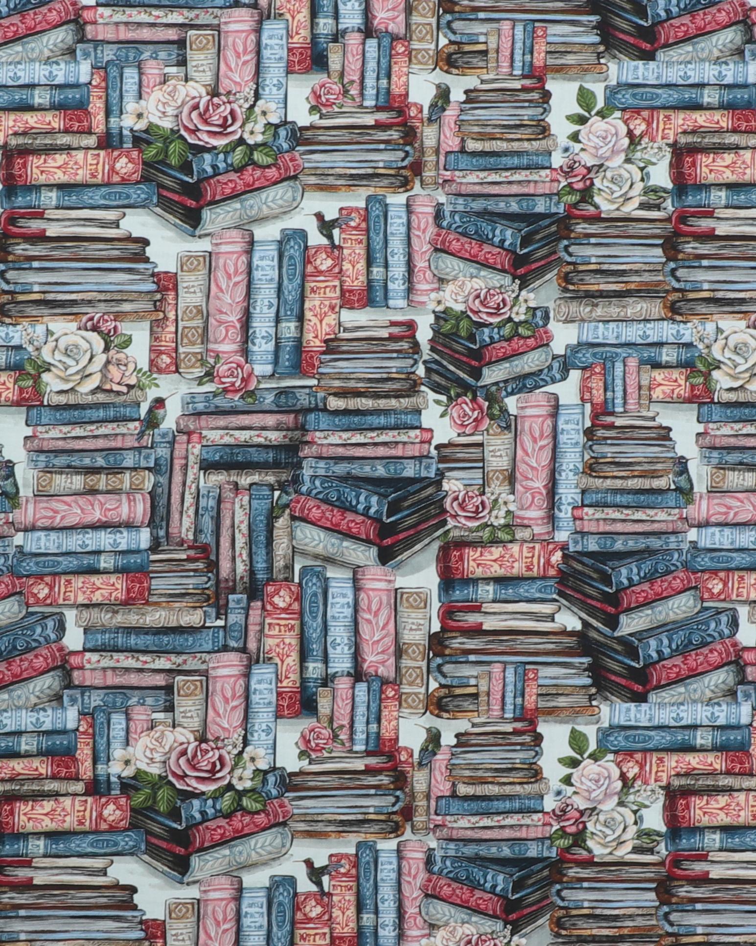 Bøger og lidt blomster - Patchwork - 100% Bomuld