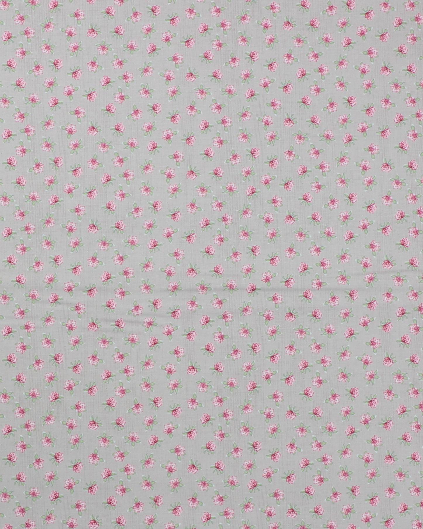 Varm beige med blomster i røde nuancer - Patchwork - 100% Bomuld