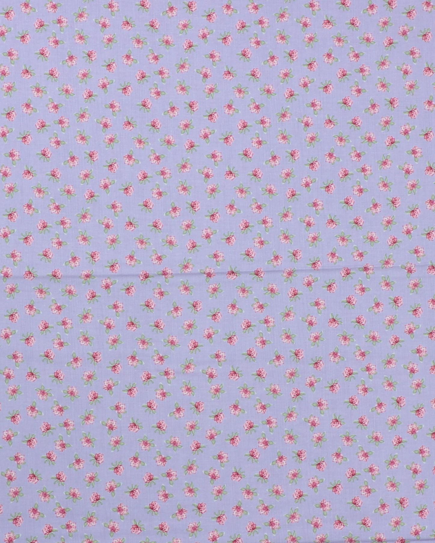 Lys lilla med blomster i røde nuancer - Patchwork - 100% Bomuld