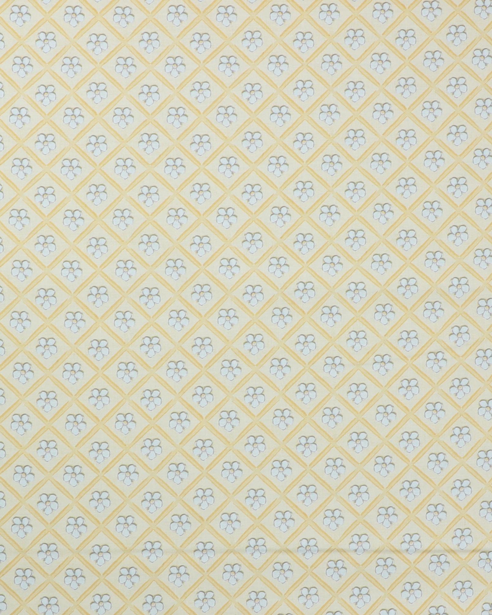 Lysegul med blomst - Patchwork - 100% Bomuld