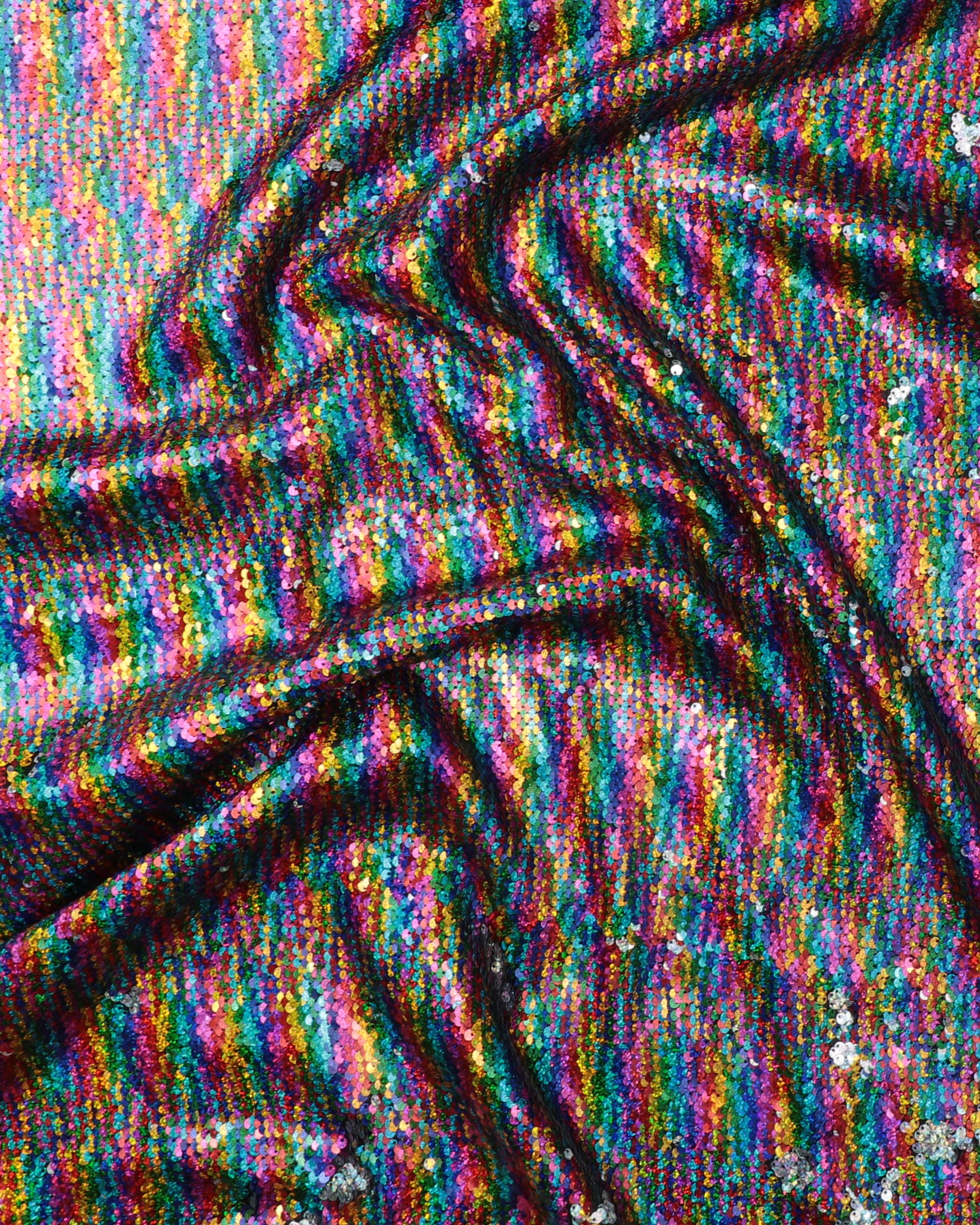 Pailetter, regnbuefarvet striber og vendbare - 100% Polyester