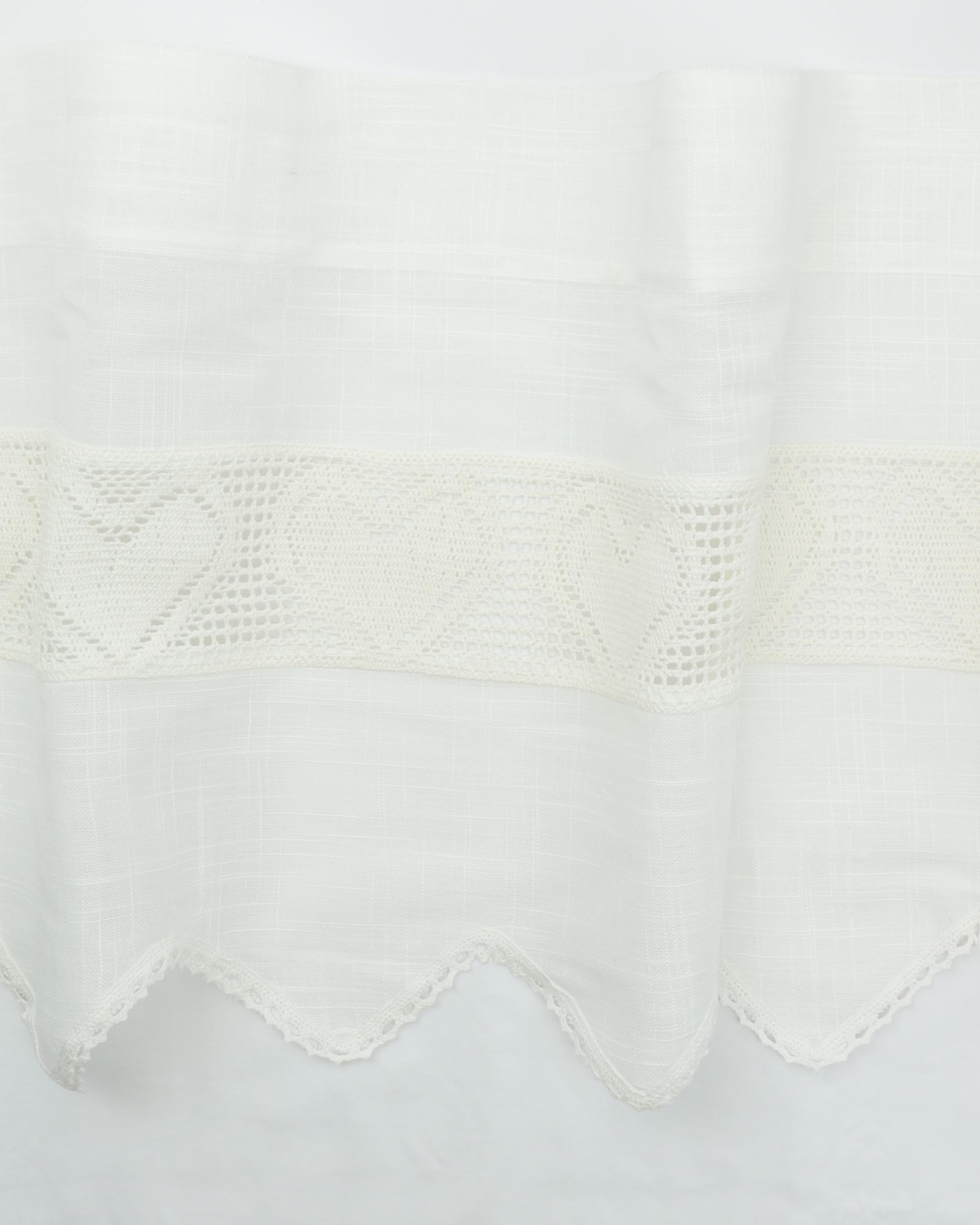 Cafégardin, Offwhite m. tungekant - 45 cm høj - 100% Polyester