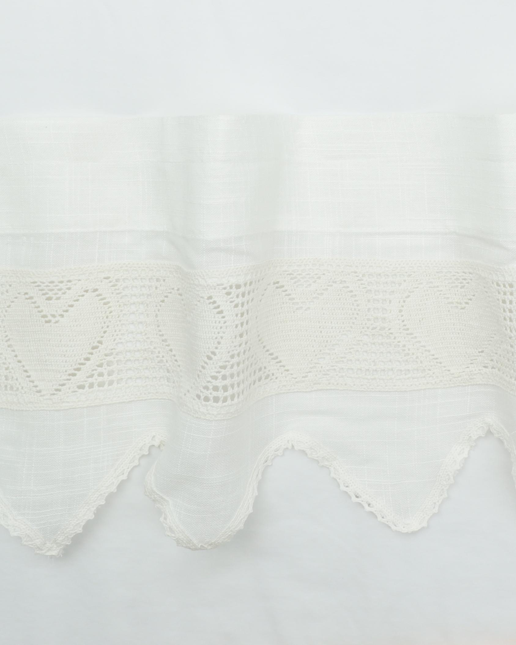 Cafégardin, Offwhite m. tungekant - 30 cm høj - 100% Polyester