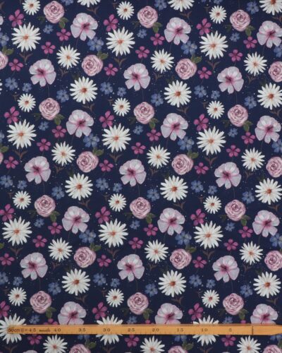 Alternative view of Mørkelilla med blomster - French Terry