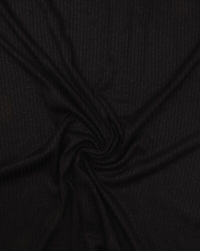 Riflet sort/sølvglimmer - Strik (polyester/viskose)