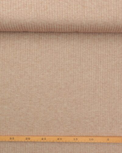 Alternative view of Riflet mørk beige/guldglimmer - Strik (polyester/viskose)
