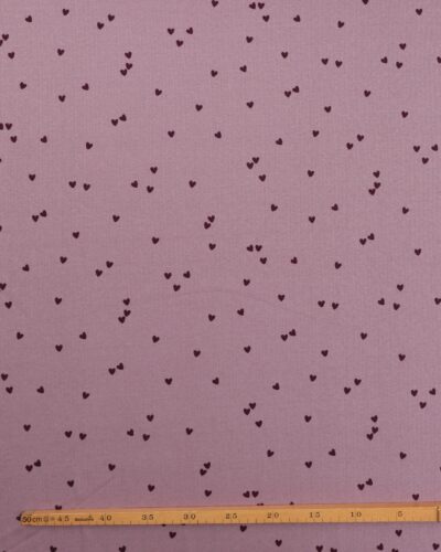 Alternative view of Gammelrosa med bordeaux hjerter - Rib-jersey