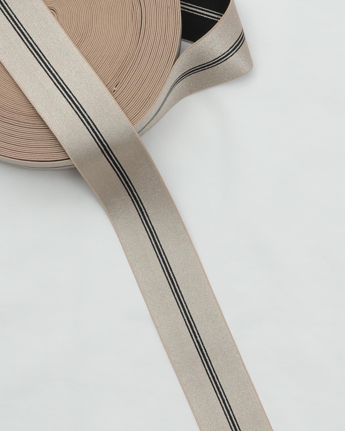 Glat beige m. sort stribe - 40 mm blød elastik