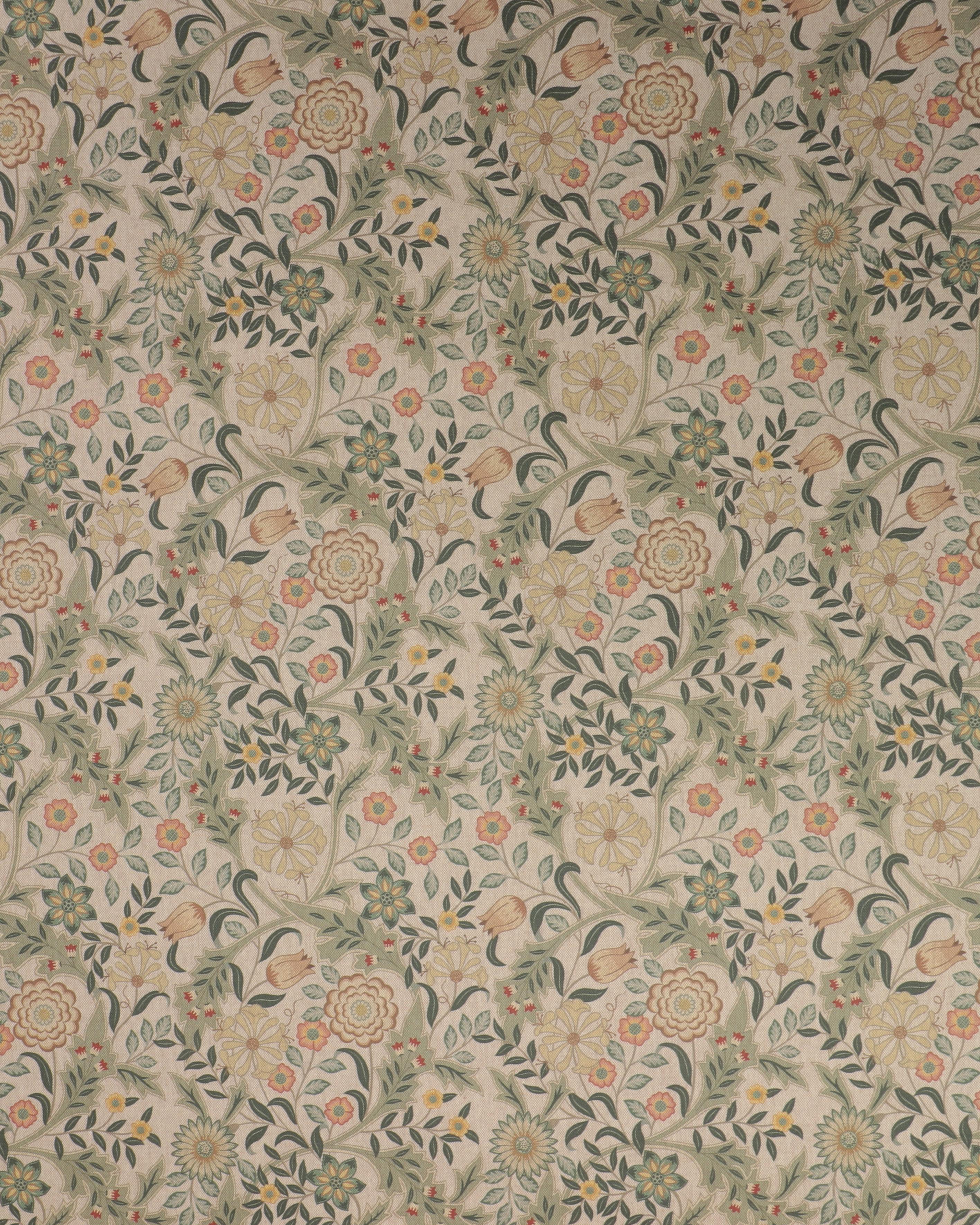 Blomstersnerler og grønne blade - Tekstilvoksdug - 10% Polyester, 90% Bomuld