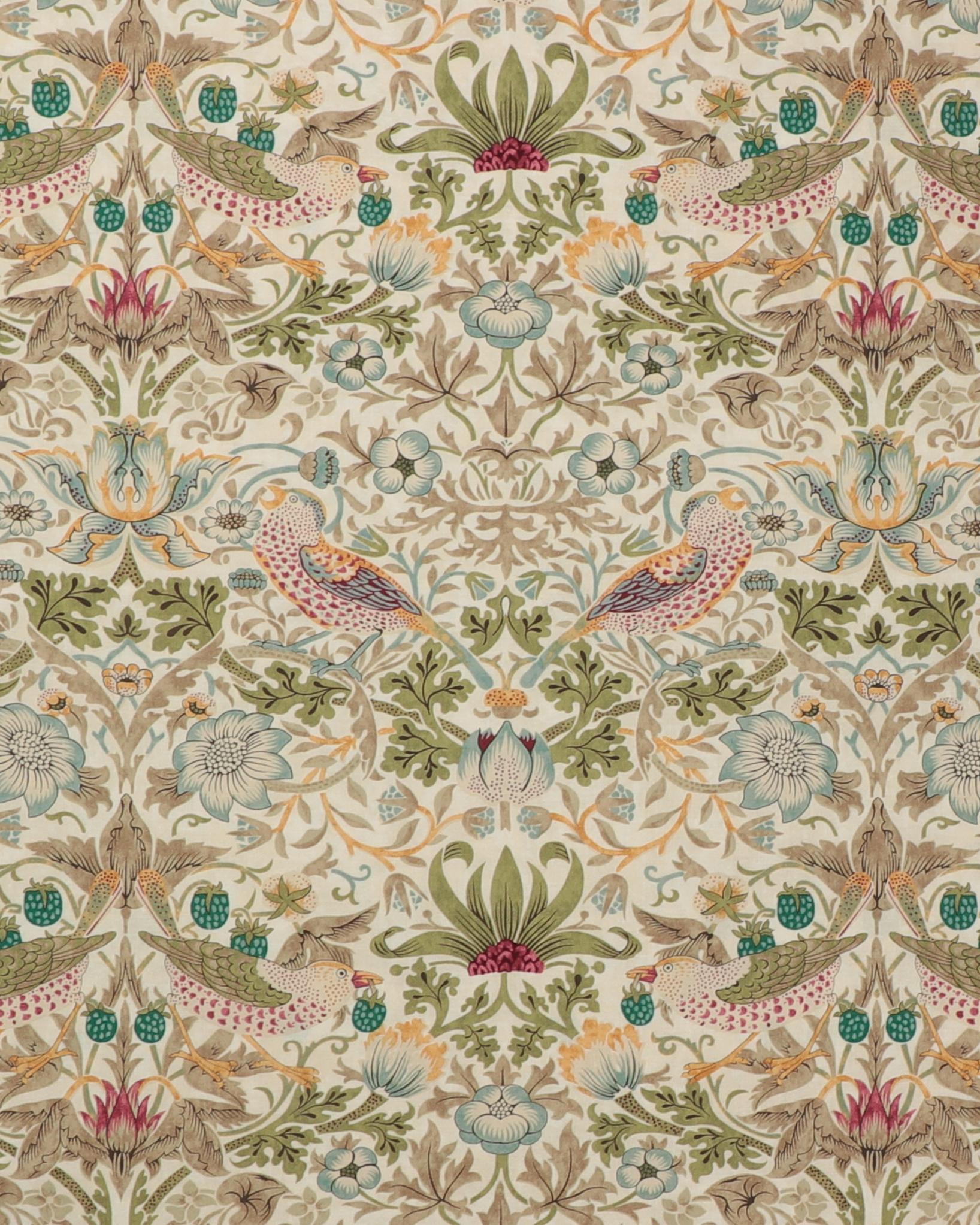 Strawberry Thief, old gold - William Morris - 100% Bomuld