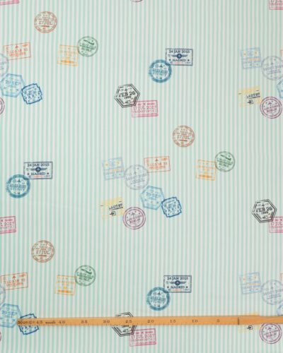 Alternative view of Striber i mint/offwhite med stempler - Boligtekstil