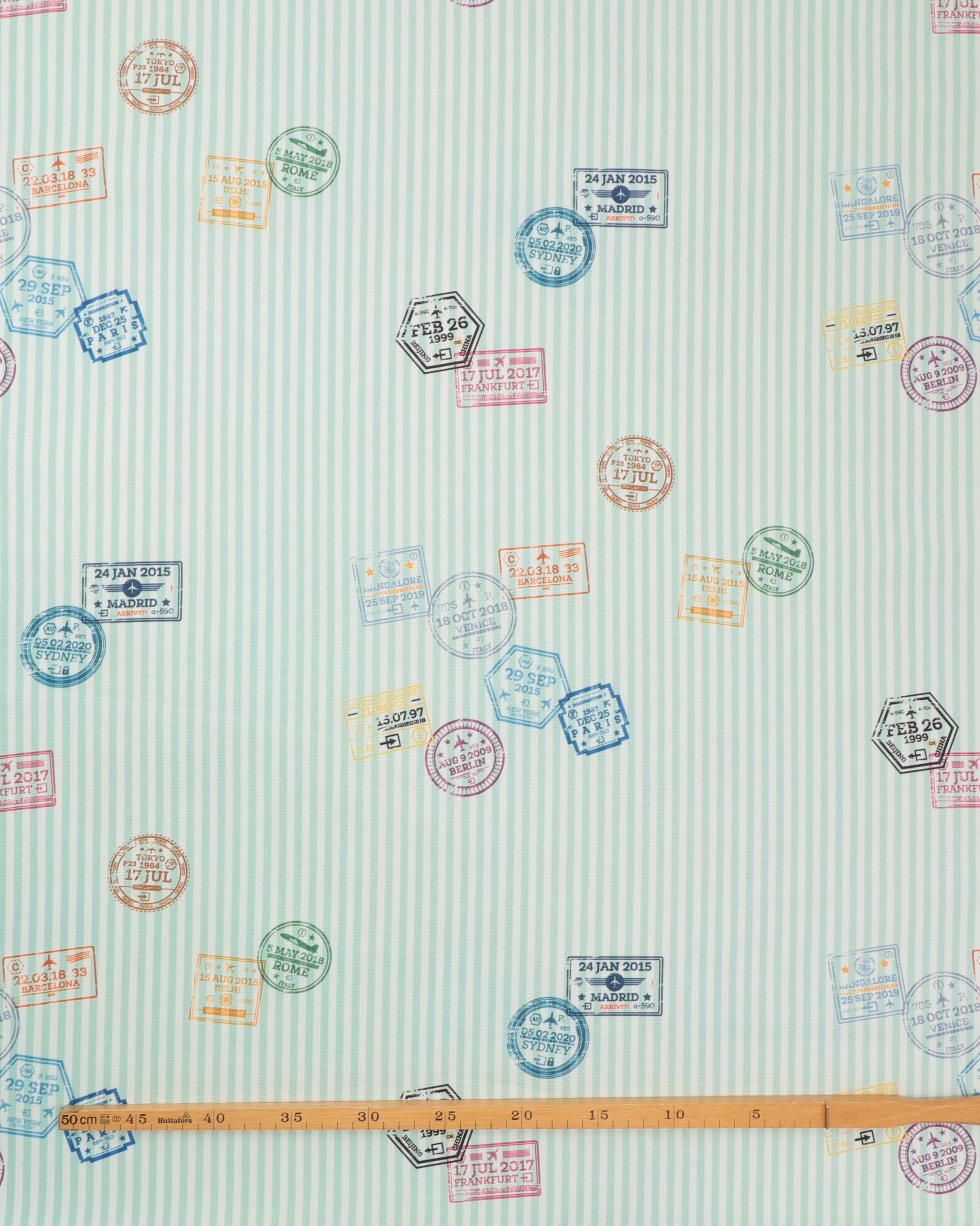 Striber i mint/offwhite med stempler - Boligtekstil 4 Striber i mint/offwhite med stempler - Boligtekstil - Billede 2