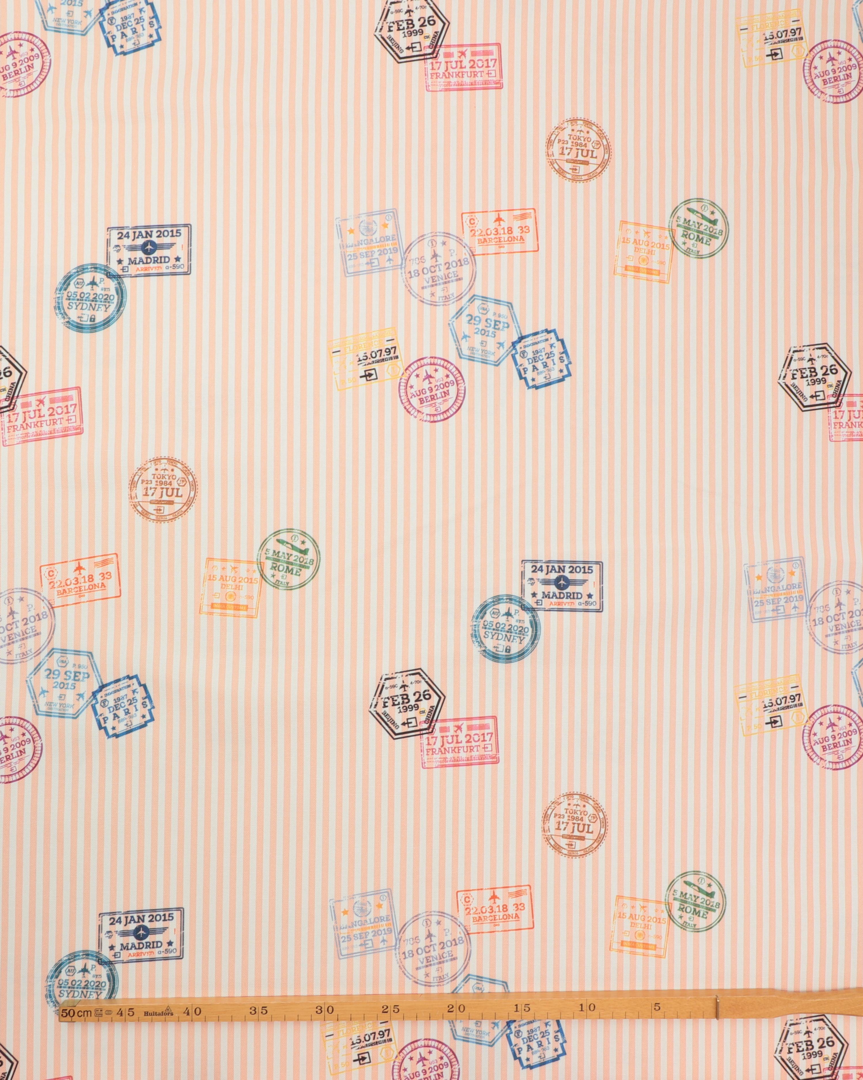 Striber i laks/offwhite med stempler - Boligtekstil 3 Striber i laks/offwhite med stempler - Boligtekstil - Billede 2