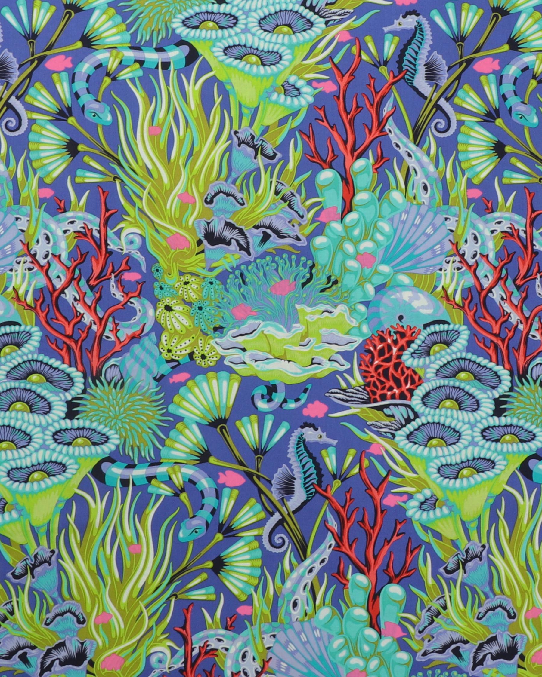 Floral Reef, Ref What You Sew, mørk lilla bund - Tula Pink - 100% Bomuld