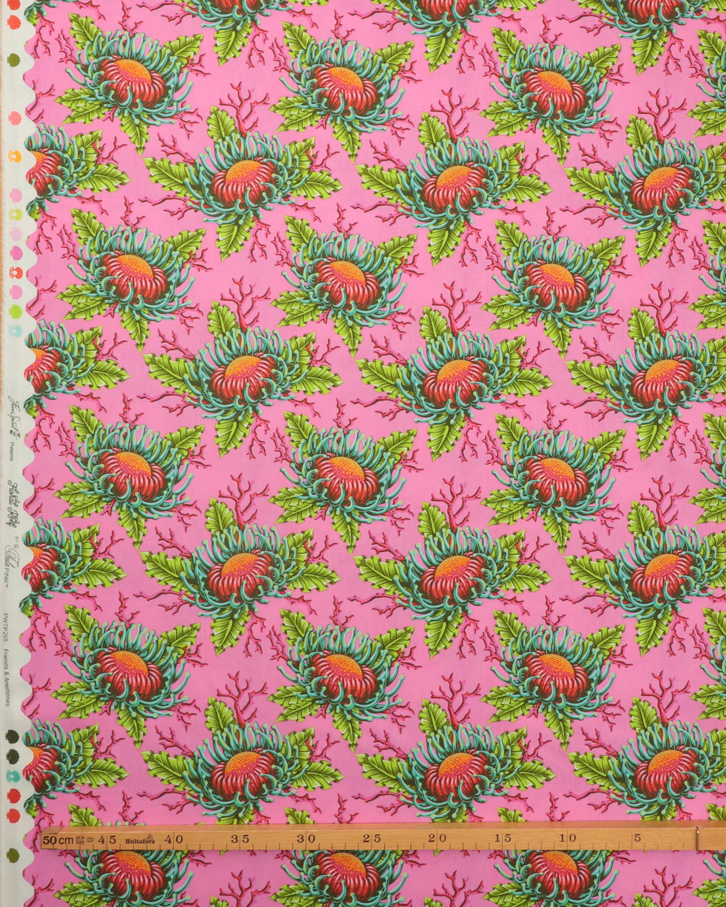 Floral Reef, Friends & Anemones mørk koral bund - Tula Pink 4 Floral Reef, Friends & Anemones mørk koral bund - Tula Pink - Billede 2