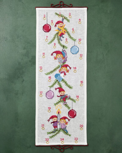 Nisser og kugler - Julekalender 35x95 cm