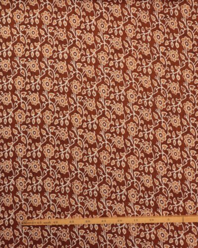 Alternative view of Rustbrun med blomster - Bomuld (voile)