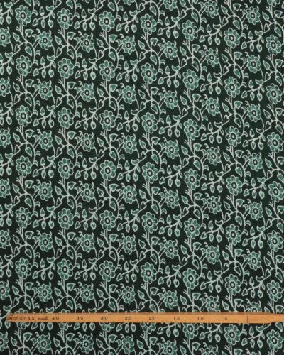Alternative view of Mørkegrøn med blomster - Bomuld (voile)