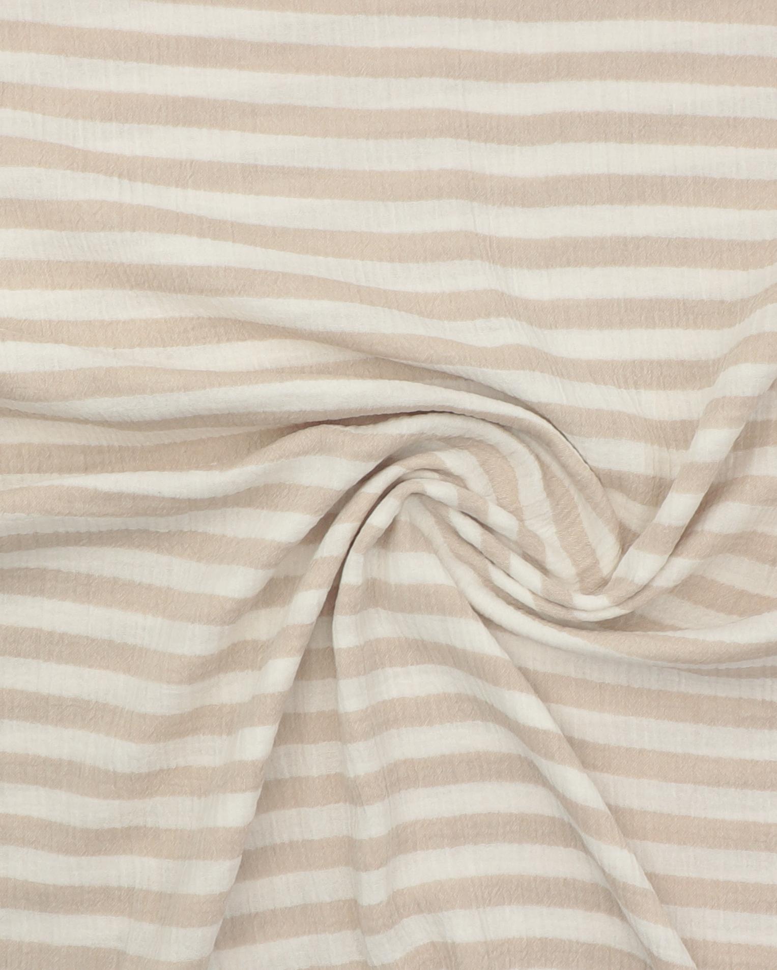 Striber flødefarvet/beige - Double Gauze/musselin stof 5 Striber flødefarvet/beige - Double Gauze/musselin stof - Billede 3