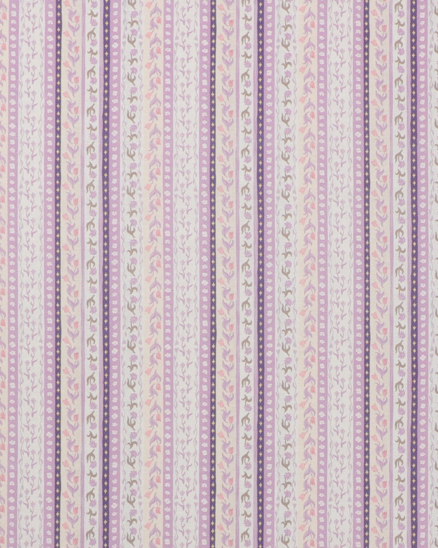 Striber med lilla blomster - Patchwork - 100% Bomuld