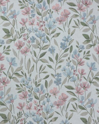 Offwhite med rosa og lyseblå blomster - Gobelin