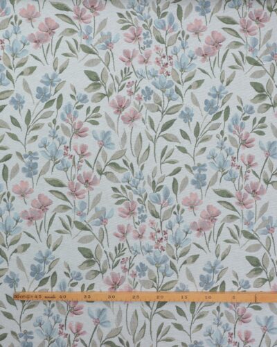 Alternative view of Offwhite med rosa og lyseblå blomster - Gobelin