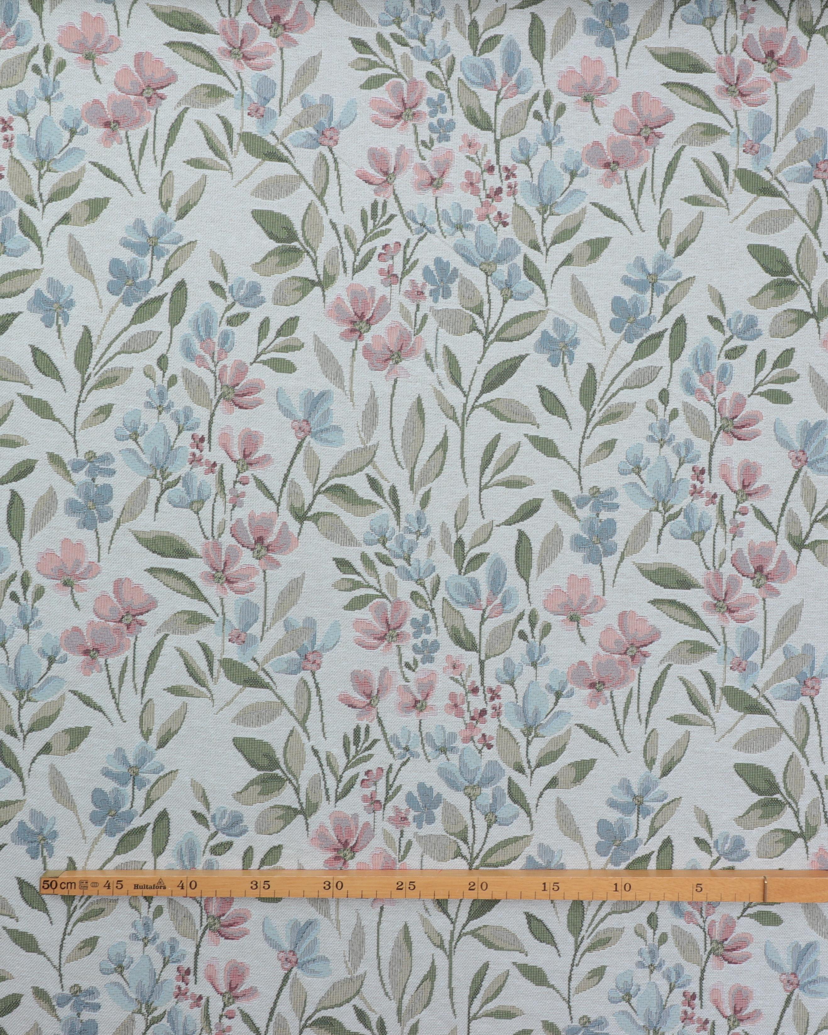 Offwhite med rosa og lyseblå blomster - Gobelin 4 Offwhite med rosa og lyseblå blomster - Gobelin - Billede 2