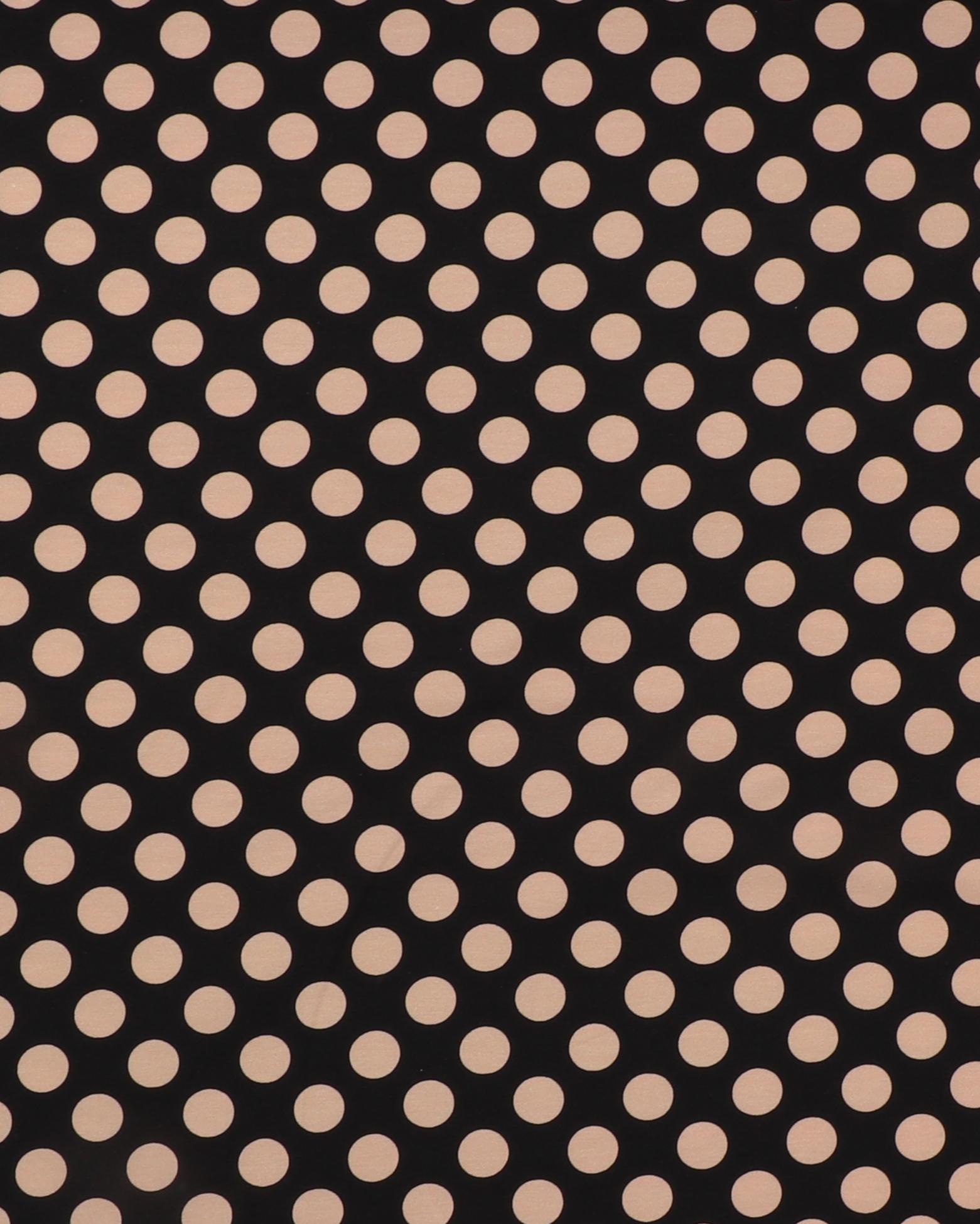 Sort med store beige prikker - Jersey - 95% Bomuld, 5% Elastan