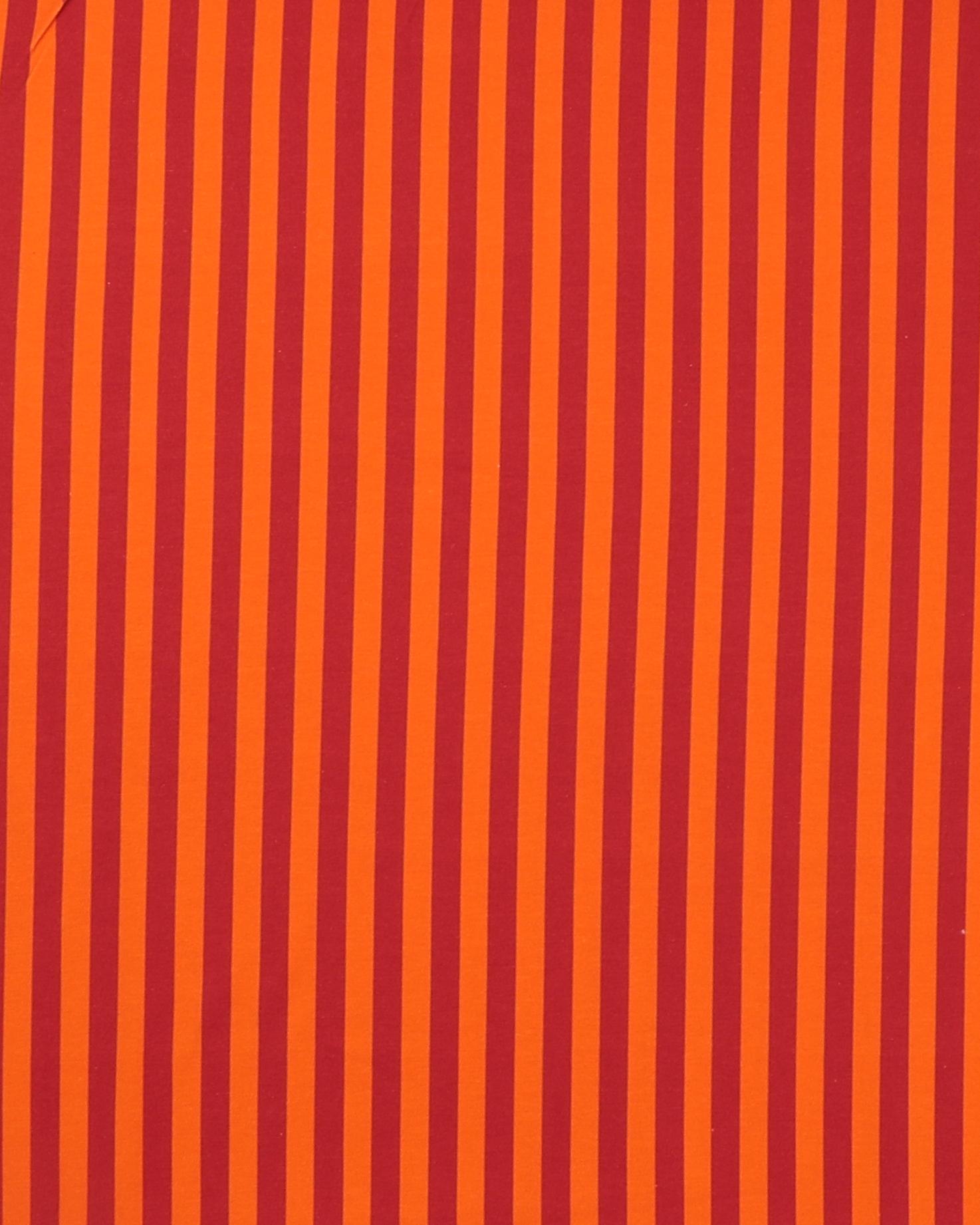 Orange og mørkerøde striber - Jersey - 95% Bomuld, 5% Elastan