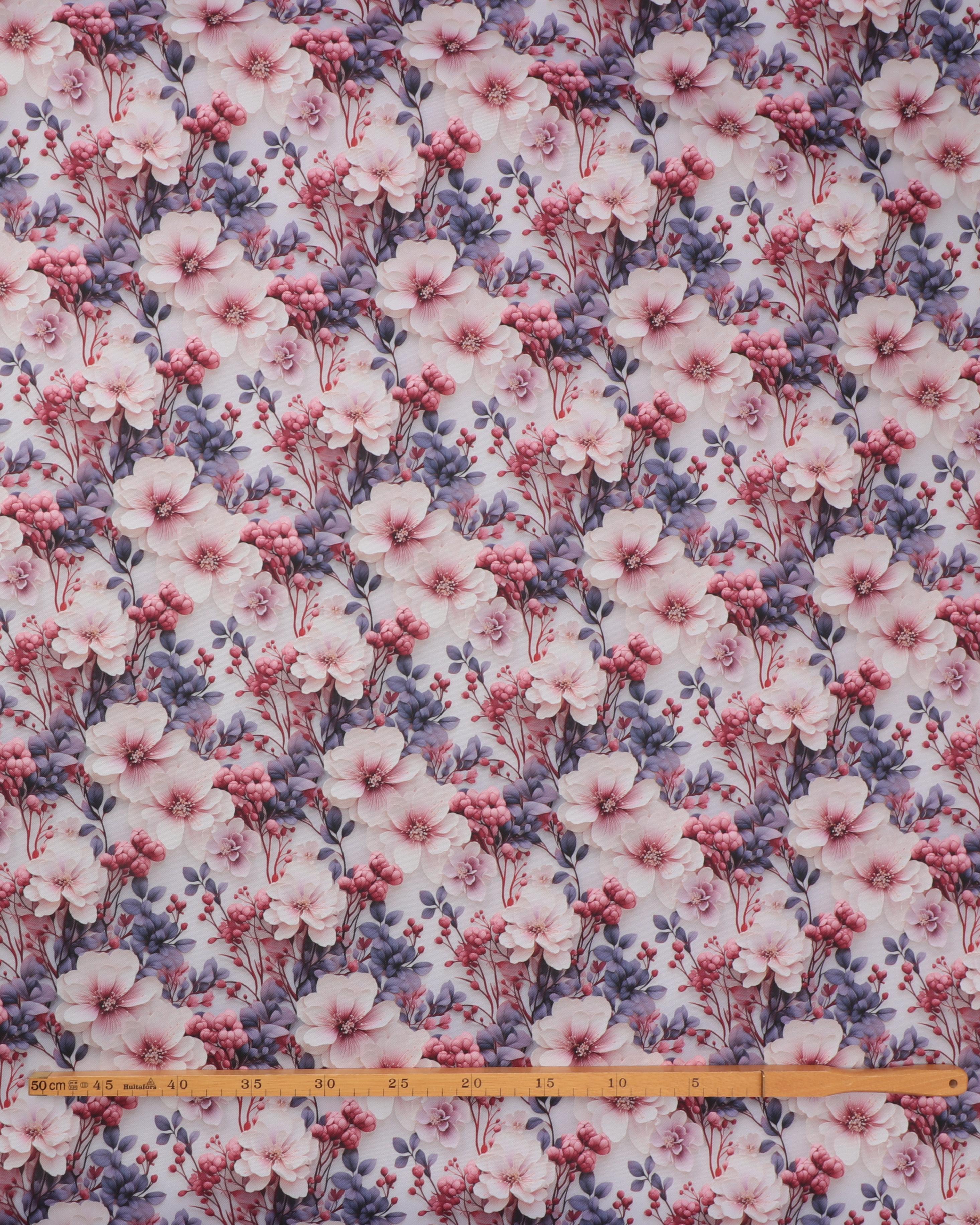 Lilla og sart rosa blomster - Hyndestof 3 Lilla og sart rosa blomster - Hyndestof - Billede 2
