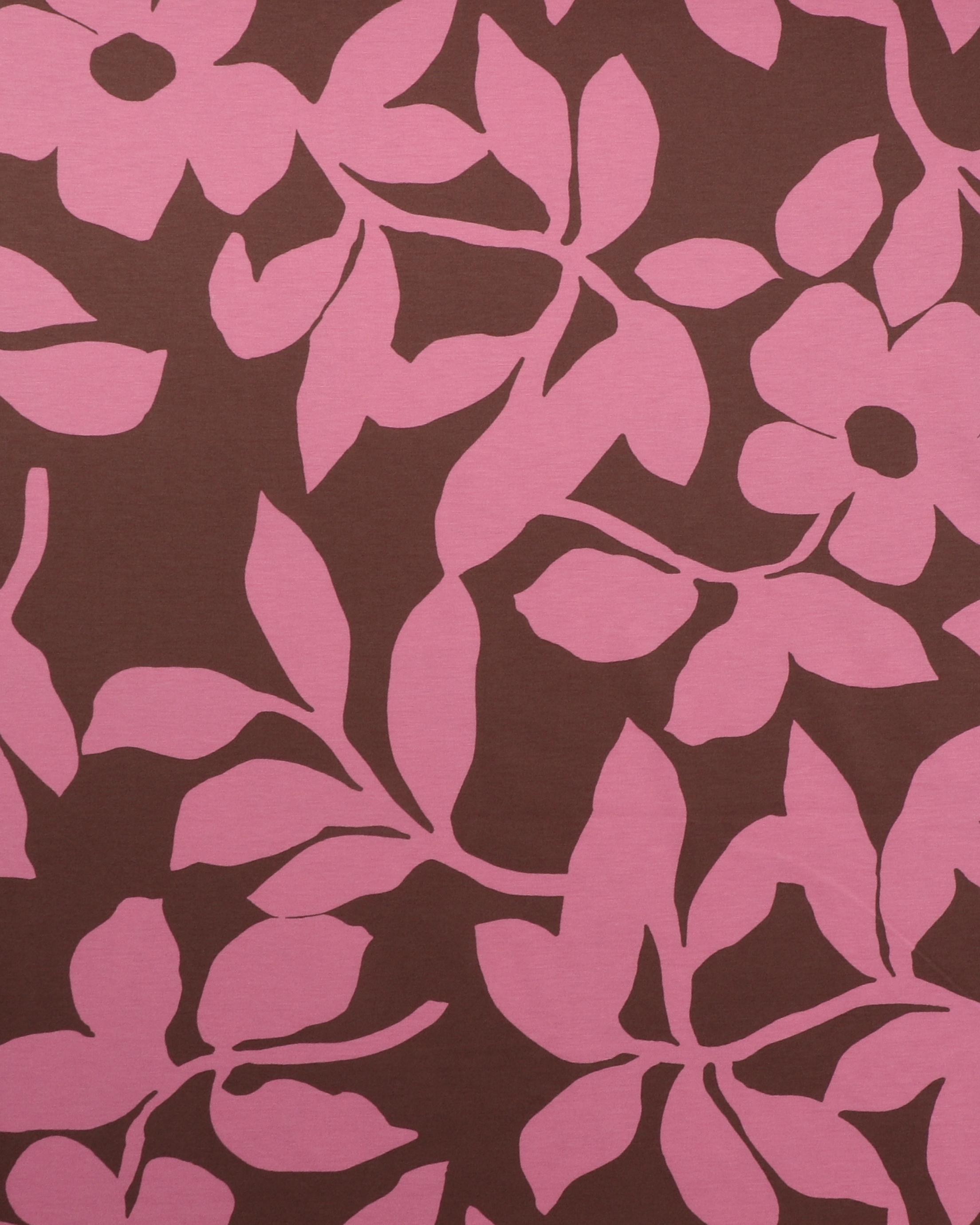Chokoladebrun med mørk lyserød - Polyester/viskose 3 Chokoladebrun med mørk lyserød - Polyester/viskose