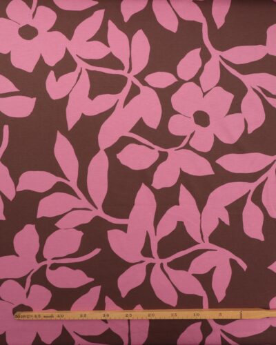 Alternative view of Chokoladebrun med mørk lyserød - Polyester/viskose