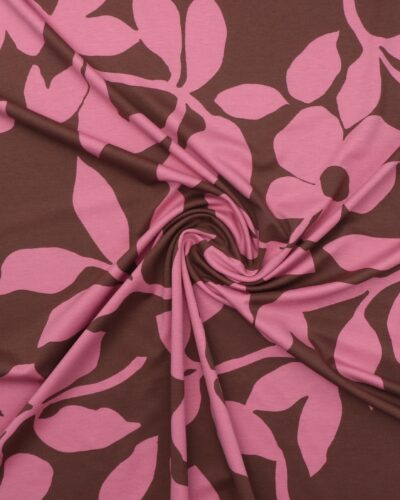 Chokoladebrun med mørk lyserød - Polyester/viskose 7 Chokoladebrun med mørk lyserød - Polyester/viskose
