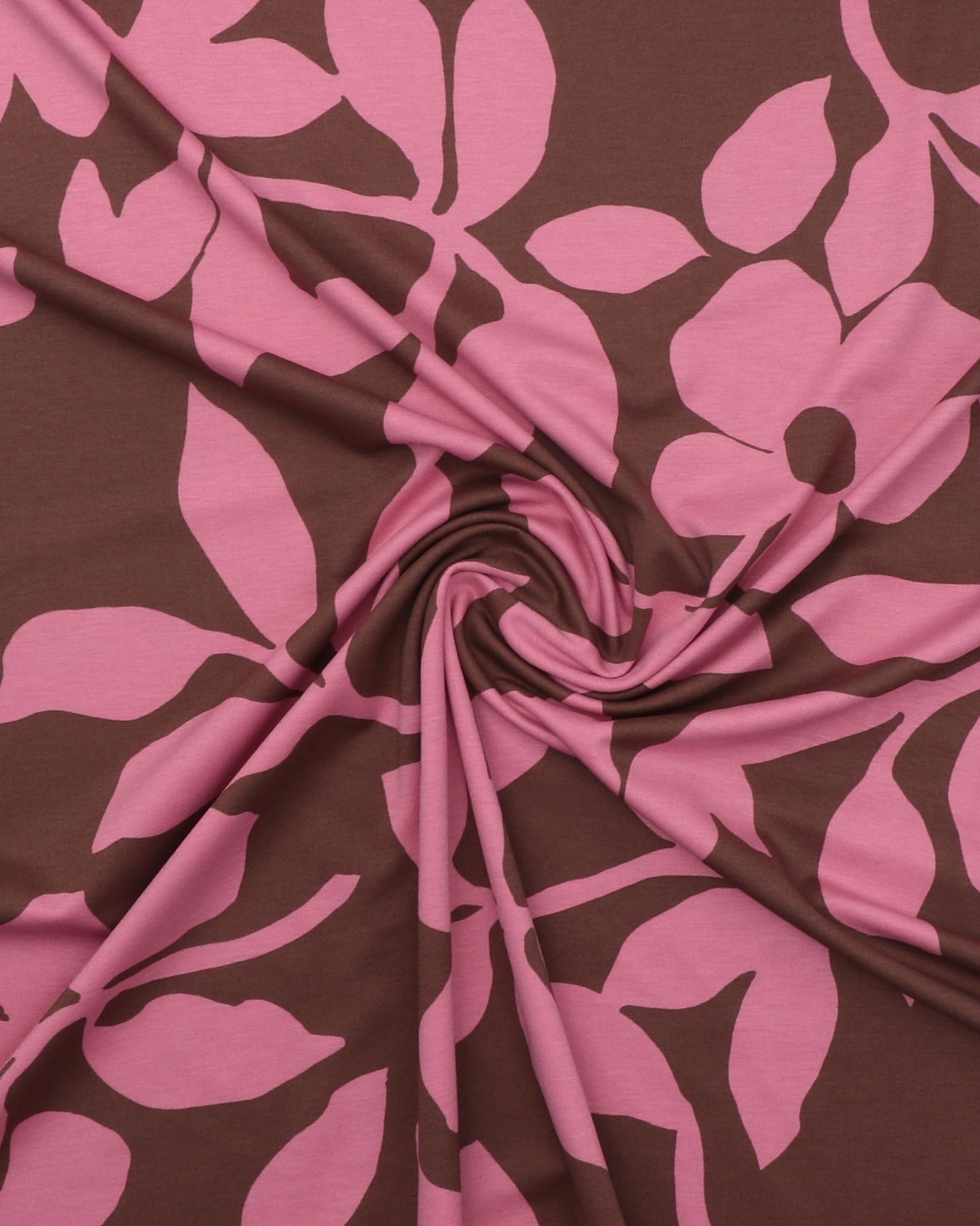 Chokoladebrun med mørk lyserød - Polyester/viskose 5 Chokoladebrun med mørk lyserød - Polyester/viskose - Billede 3