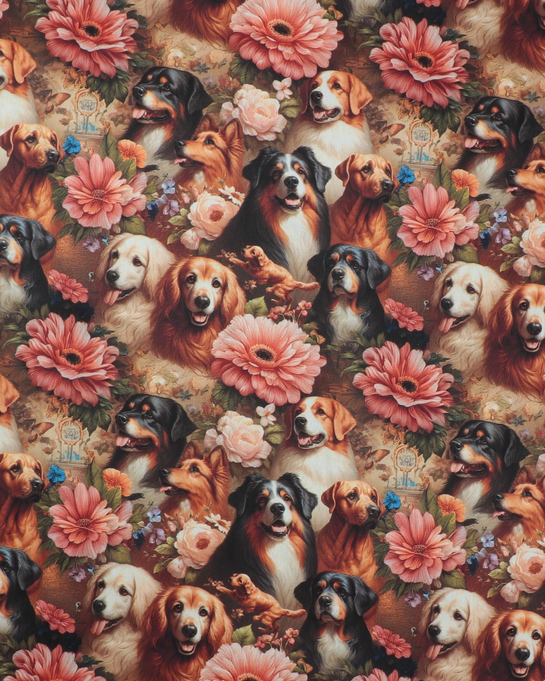 Hunde blandt blomster - Boligtekstil 3 Hunde blandt blomster - Boligtekstil