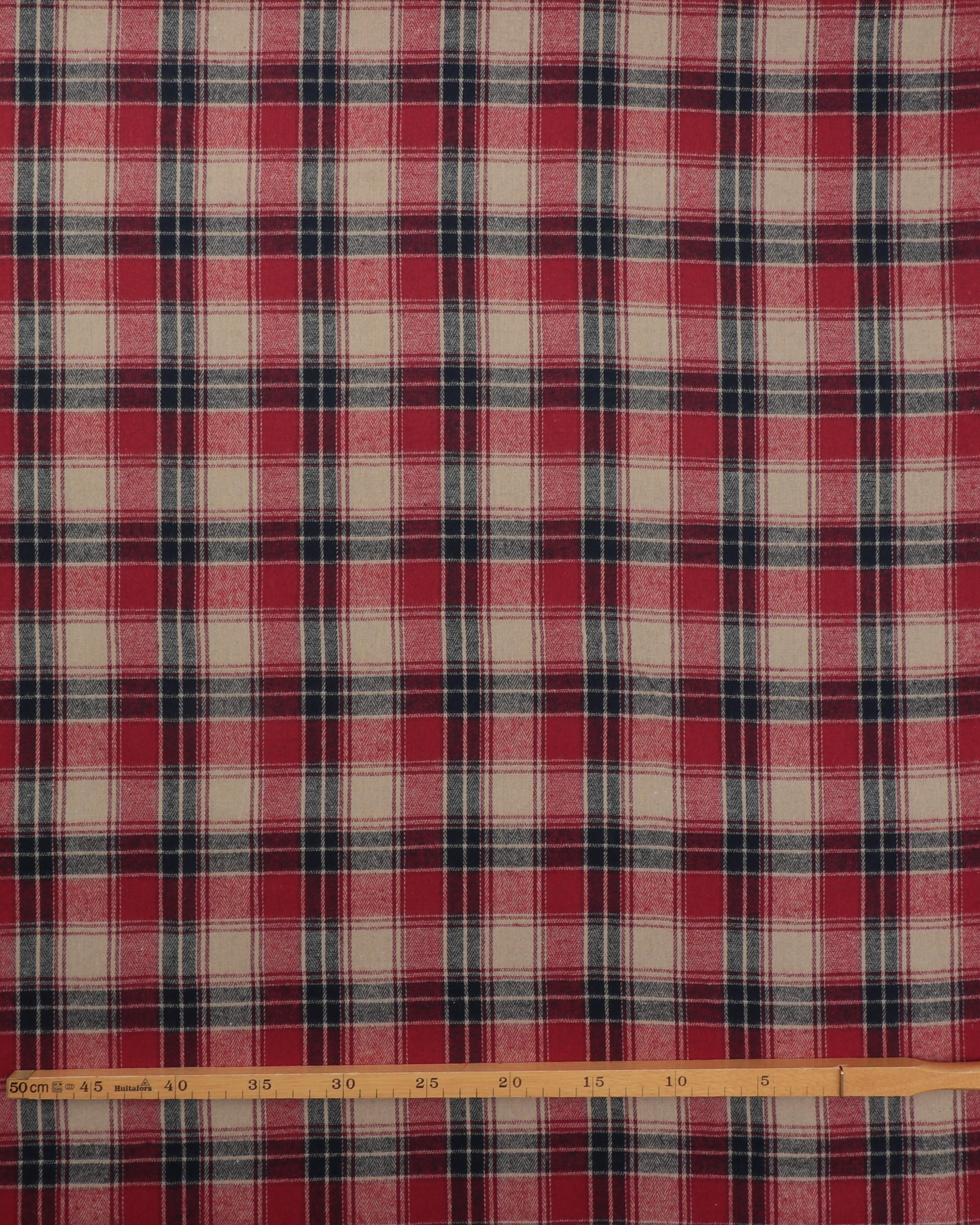 Tern i brune, blå og røde farver - Opkradset bomuld/polyester 3 Tern i brune, blå og røde farver - Opkradset bomuld/polyester - Billede 2