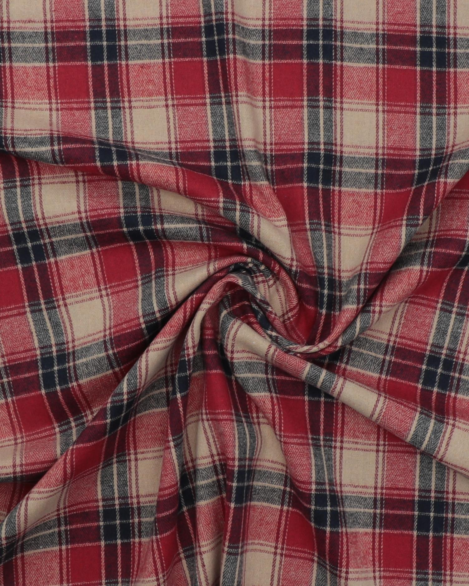Tern i brune, blå og røde farver - Opkradset bomuld/polyester 4 Tern i brune, blå og røde farver - Opkradset bomuld/polyester - Billede 3