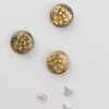 Patentknap, sort/guld med glimmer - ca. 20 mm