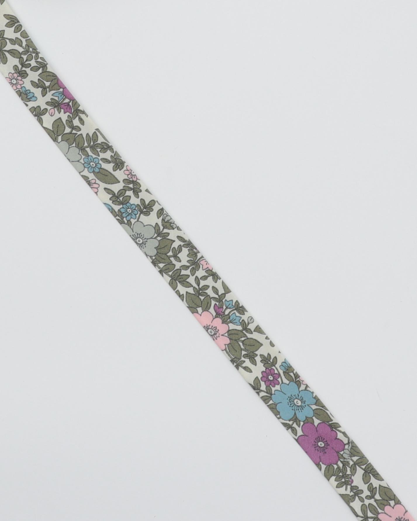 20 mm skråbånd, grønne blade m. blomster - Bomuld 3 20 mm skråbånd, grønne blade m. blomster - Bomuld