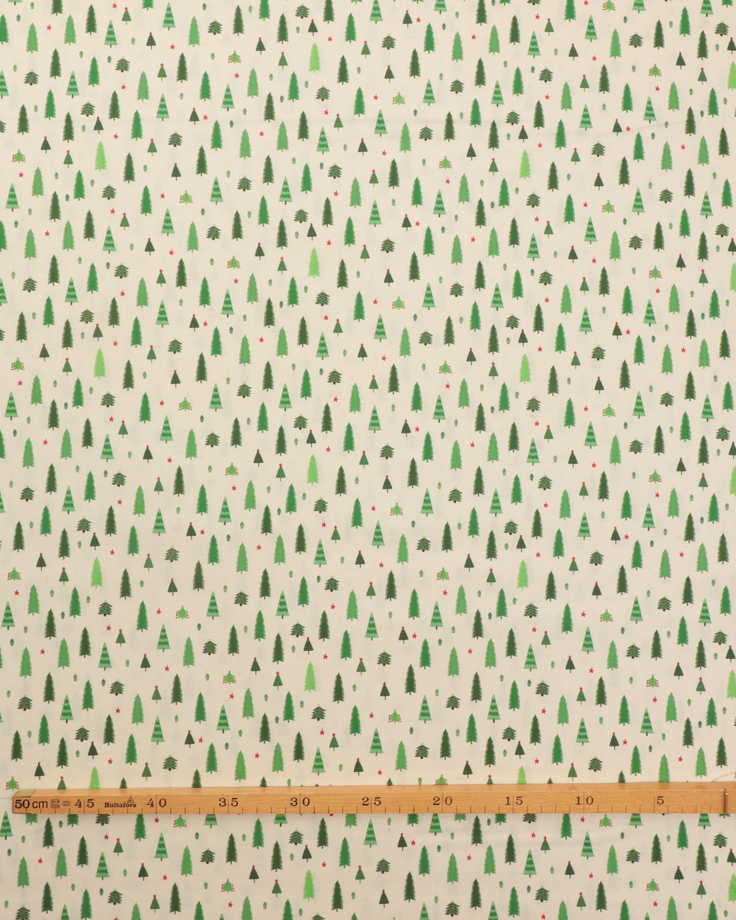 Tiny Things, offwhite med grønne grantræer - Patchwork 4 Tiny Things, offwhite med grønne grantræer - Patchwork - Billede 2